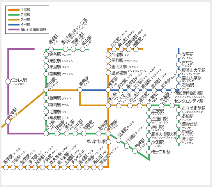 韓国 プサン 地下鉄・鉄道路線図